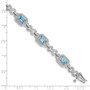 Sterling Silver Rhodium-plated Diamond & Light Swiss Blue Topaz Bracelet