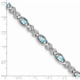 Sterling Silver Rhodium-plated Diamond & Light Swiss Blue Topaz Bracelet