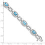 Sterling Silver Rhodium-plated Diamond & Light Swiss Blue Topaz Bracelet