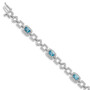 Sterling Silver Rhodium-plated Diamond & Light Swiss Blue Topaz Bracelet