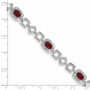 Sterling Silver Rhodium-plated Diamond & Garnet Bracelet