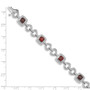 Sterling Silver Rhodium-plated Diamond & Garnet Bracelet