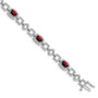 Sterling Silver Rhodium-plated Diamond & Garnet Bracelet