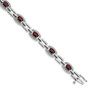 Sterling Silver Rhodium-plated Diamond & Garnet Bracelet