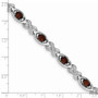 Sterling Silver Rhodium-plated Diamond & Garnet Bracelet