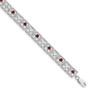 Sterling Silver Rhodium-plated Garnet Diamond Bracelet