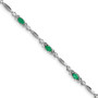 Sterling Silver Rhodium-plated Emerald and Diamond Bracelet