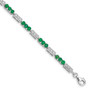 Sterling Silver Rhodium-plated Emerald and Diamond Bracelet