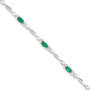 Sterling Silver Rhodium-plated Emerald and Diamond Bracelet