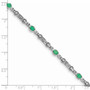 Sterling Silver Rhodium-plated Emerald and Diamond Bracelet