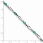 Sterling Silver Rhodium-plated Emerald and Diamond Bracelet