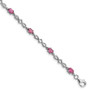 Sterling Silver Rhodium-plated Pink Tourmaline and Diamond Bracelet