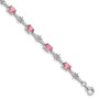 Sterling Silver Rhodium-plated Pink Tourmaline and Diamond Bracelet