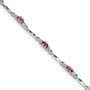 Sterling Silver Rhodium-plated Pink Tourmaline and Diamond Bracelet