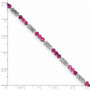 Sterling Silver Rhodium-plated Pink Tourmaline and Diamond Bracelet