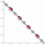 Sterling Silver Rhodium-plated Pink Tourmaline and Diamond Bracelet