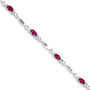 Sterling Silver Rhodium-plated Composite Ruby and Diamond Bracelet