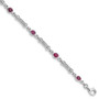 Sterling Silver Rhodium-plated Composite Ruby and Diamond Bracelet