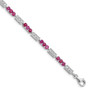 Sterling Silver Rhodium-plated Composite Ruby and Diamond Bracelet