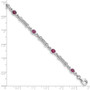 Sterling Silver Rhodium-plated Composite Ruby and Diamond Bracelet