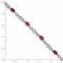 Sterling Silver Rhodium-plated Composite Ruby and Diamond Bracelet