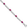 Sterling Silver Rhodium-plated Composite Ruby and Diamond Bracelet