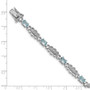 Sterling Silver Rhodium-plated Aquamarine & Diamond Bracelet