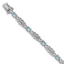 Sterling Silver Rhodium-plated Aquamarine & Diamond Bracelet