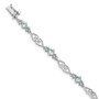 Sterling Silver Rhodium-plated Diamond Aquamarine Bracelet