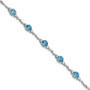 Sterling Silver Rhodium-plated Lt. Swiss Blue Topaz & Diamond Bracelet