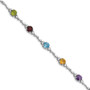 Sterling Silver Rhodium-plated Multi Gemstone & Diamond Bracelet