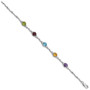 Sterling Silver Rhodium-plated Multi Gemstone & Diamond Bracelet