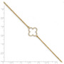 14k Double Chain Yellow Gold Quatrefoil Design Bracelet w/Small A Diamond