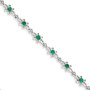 14K White Gold Diamond and Emerald Flower Bracelet