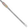 Sterling Silver Rose And Yellow Gold Tone CZ Beads Mesh Bracelet