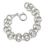 Sterling Silver Polished and Textured Circle Fancy Link 7.5 inch Bracelet