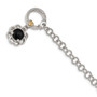 Sterling Silver w/ 14K Accent Onyx & Diamond 7.5in Toggle Bracelet