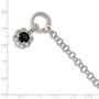 Sterling Silver w/ 14K Accent Onyx & Diamond 7.5in Toggle Bracelet