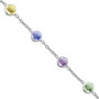 Sterling Silver Rhodium-plated Multi Color Gemstone Bracelet