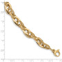 14k Polished and Textured Fancy Link 8in Bracelet