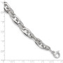 14k White Gold Polished and Textured Fancy Link 8in Bracelet