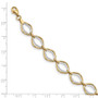 14k Two-tone Polished and Textured Ovals Bracelet