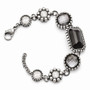 Stainless Steel Polished/Antiqued Glass w/1in ext. Bracelet