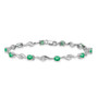 14K White Gold w/ White Sapphire and Emerald Gemstone Bracelet