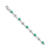 14K White Gold w/ White Sapphire and Emerald Gemstone Bracelet