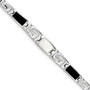 Sterling Silver Synthetic Onyx & Mother of Pearl Greek Key Bracelet