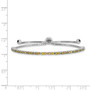 Sterling Silver Rhodium-plated August Birthstone Lime CZ Adj Bracelet