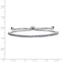 Sterling Silver Rhodium-plated February Birthstone Purple CZ Adj Bracelet