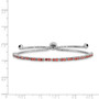Sterling Silver Rhodium-plated January Birthstone Red CZ Adj Bracelet