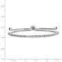 Sterling Silver Rhodium-plated March Birthstone Light Blue CZ Adj Bracelet